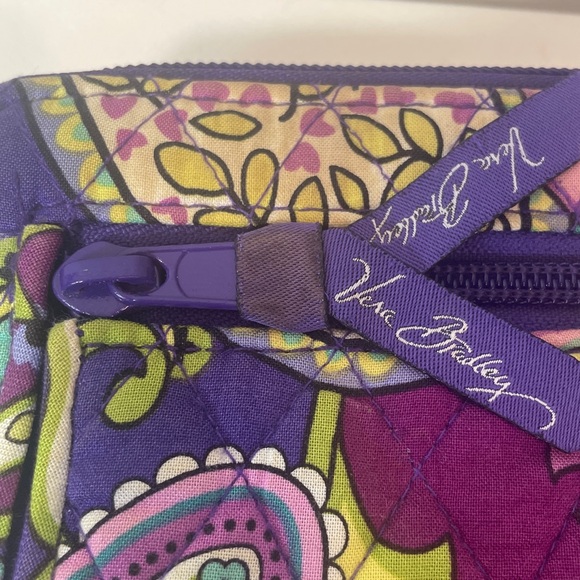 Vera Bradley Purple Paisley Floral Quilted Zip-Around Wallet - Picture 10 of 15
